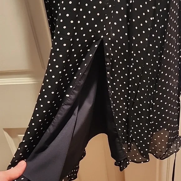 Polka Dot Swing Halter Faux Wrap Dress - Picture 5 of 7